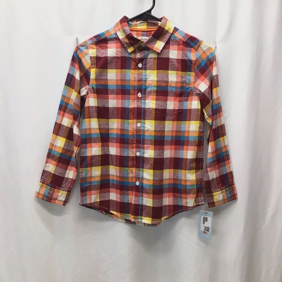 Cat & Jack Boys Poplin Plaid Long Sleeve Button Down Shirt - Picture 5 of 9